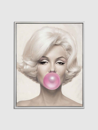 Marilyn in pink in White Floating Frame