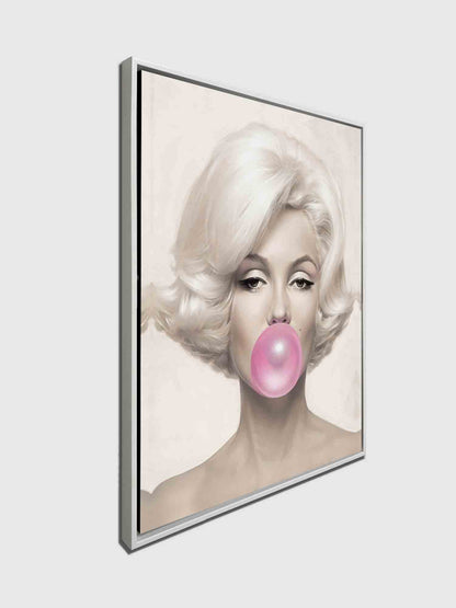 Marilyn in pink canvas in White Floating Frame