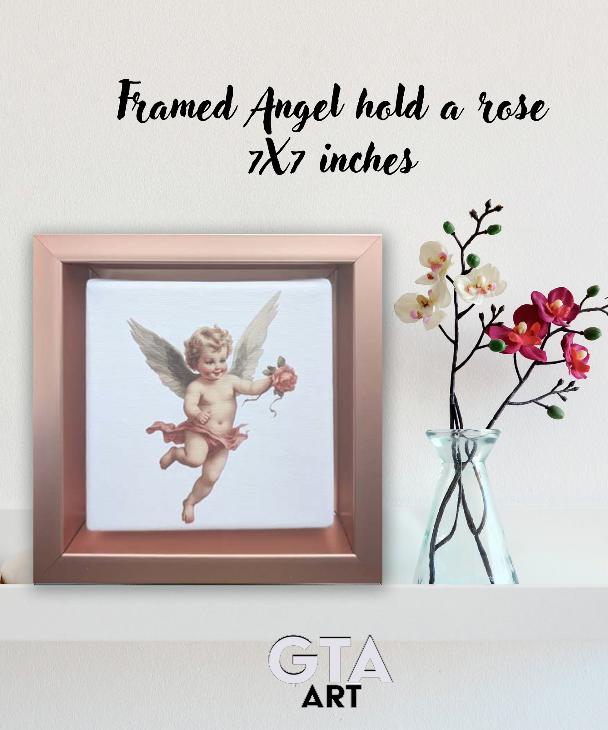 angel art prints angel hold the rose