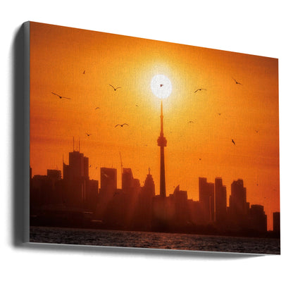 Sun Rising Behind Toronto-Wall Art Gallery Wrapped (Ready to Hang)-36X24inches