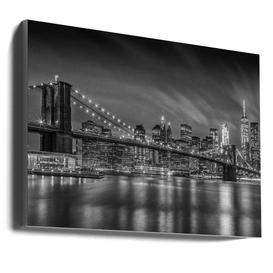 Wall art-BROOKLYN BRIDGE Nightly Impressions - Monochrome