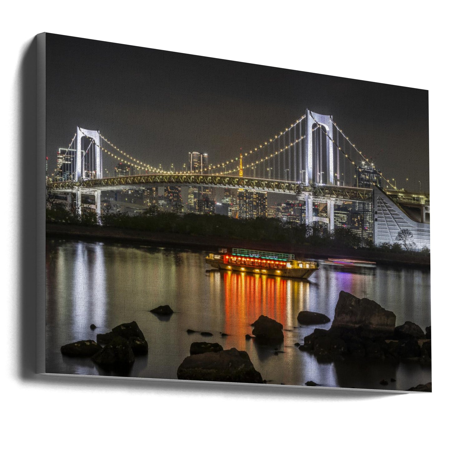 Wall art Striking Rainbow Bridge with Tokyo Skyline in the evening - Panorama