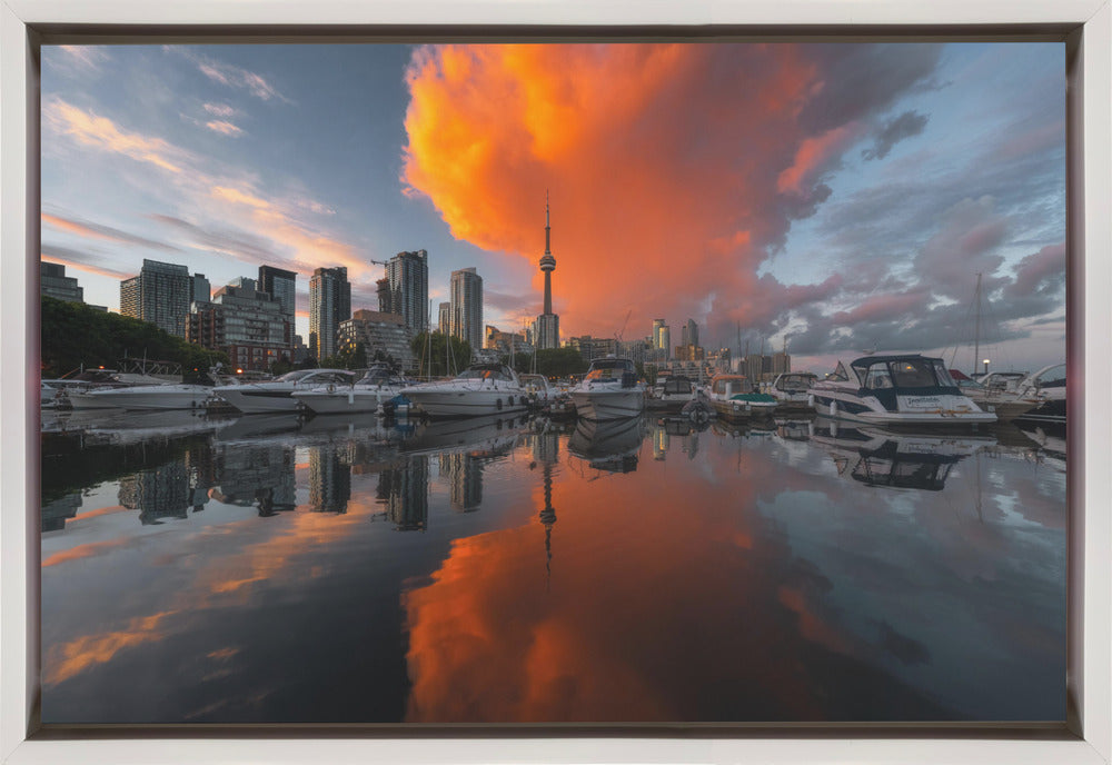 Burn in Toronto-Wall Art In Black Floating Frame-36X24inches