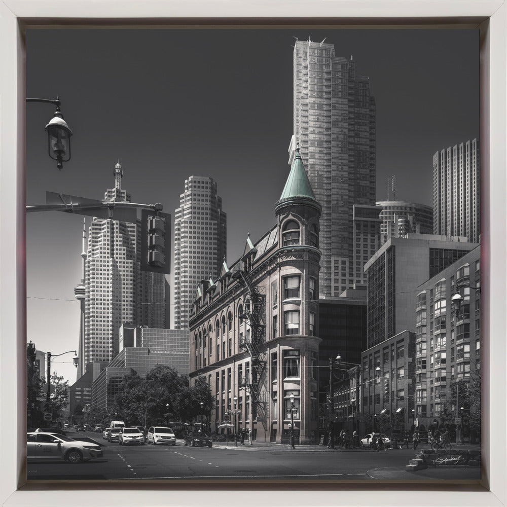 Canadian Flatiron-Wall Art In Black Floating Frame-24X24inches