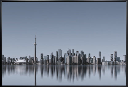 Toronto Skyline-Wall Art In White Floating Frame-36X24inches