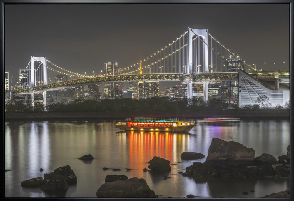 Wall art Striking Rainbow Bridge with Tokyo Skyline in the evening - Panorama