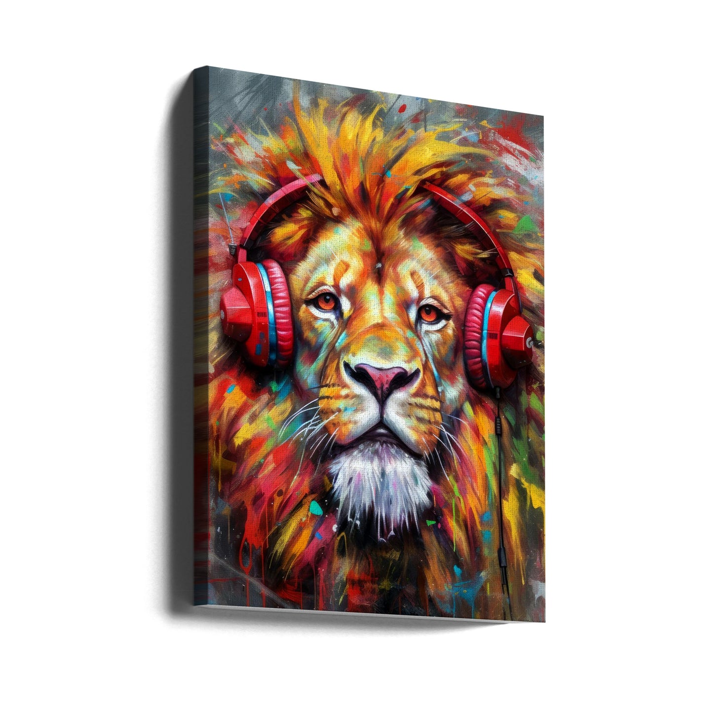 Wall art Lion With Headphones animal