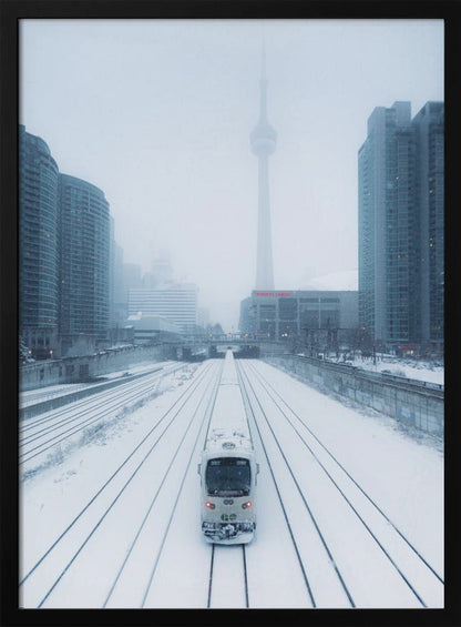  Train and Storm Wall Artwork In Black Floating Frame