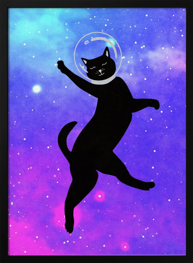 canvas prints Happy Space Cat24X36inches- White Frame