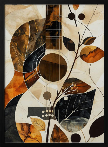  Music Guitar Collage (1) Wall Artwork In White Floating Frame