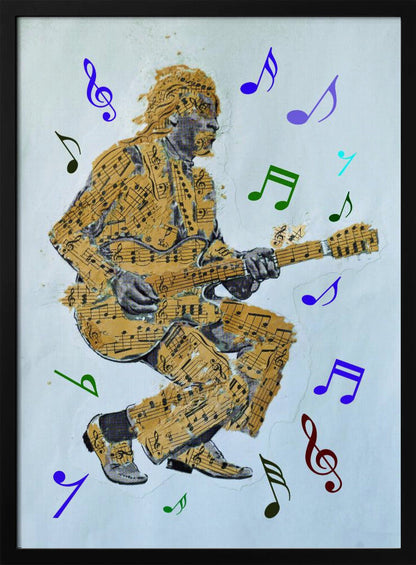 Guitarist Music Notes--Music Poster Wall Artwork Gallery Wrapped (Ready to Hang)