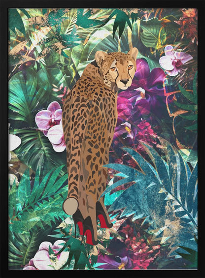 Wall art Tropical Floral Jungle - Cheetah in heels