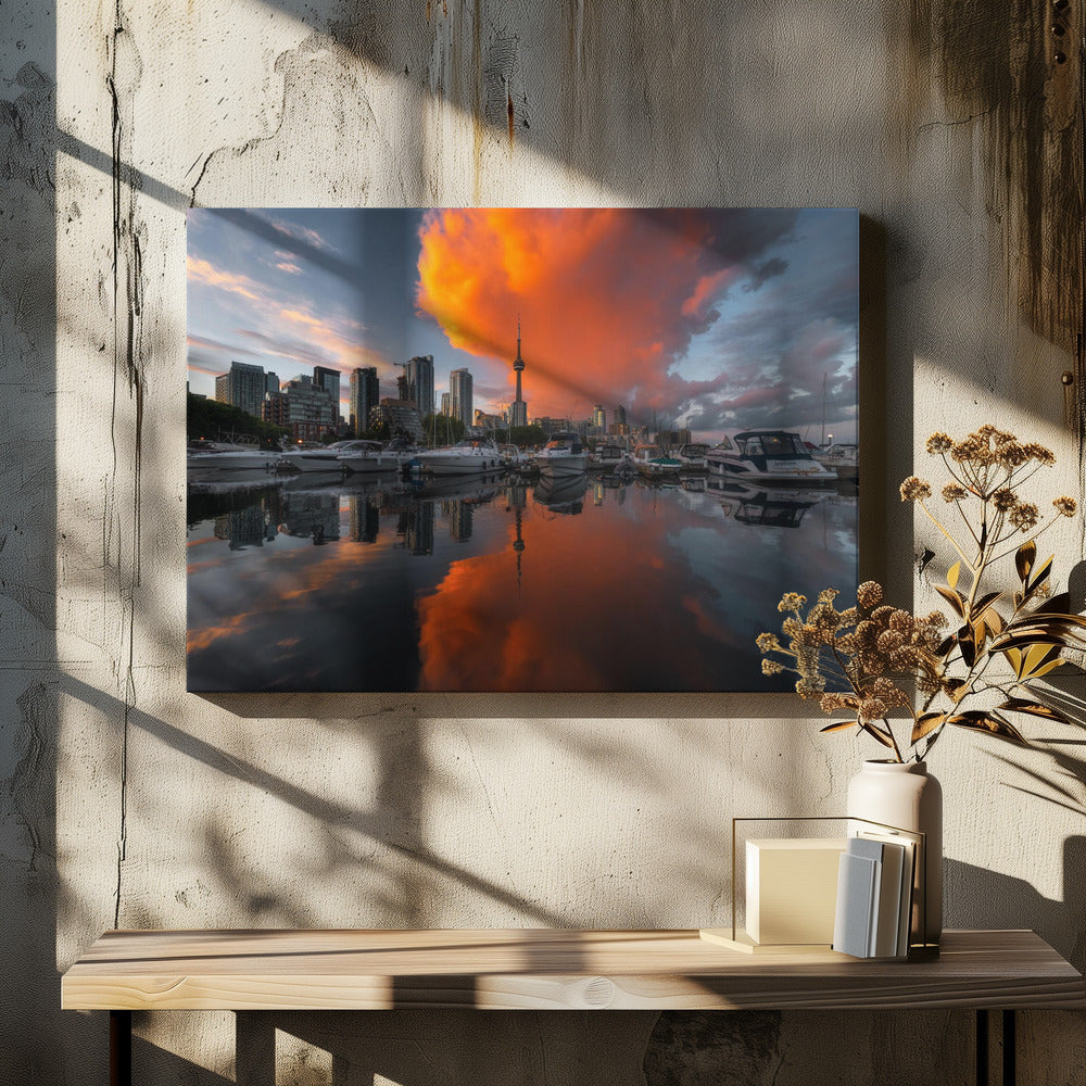 Burn in Toronto-Wall Art In Black Floating Frame-48X36inches