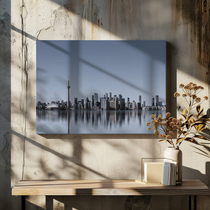 Toronto Skyline-Wall Art In Black Floating Frame-48X36inches