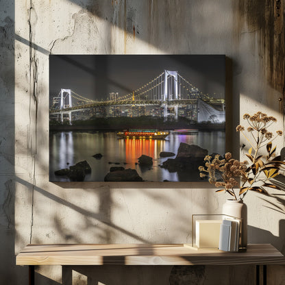 Wall art Striking Rainbow Bridge with Tokyo Skyline in the evening - Panorama