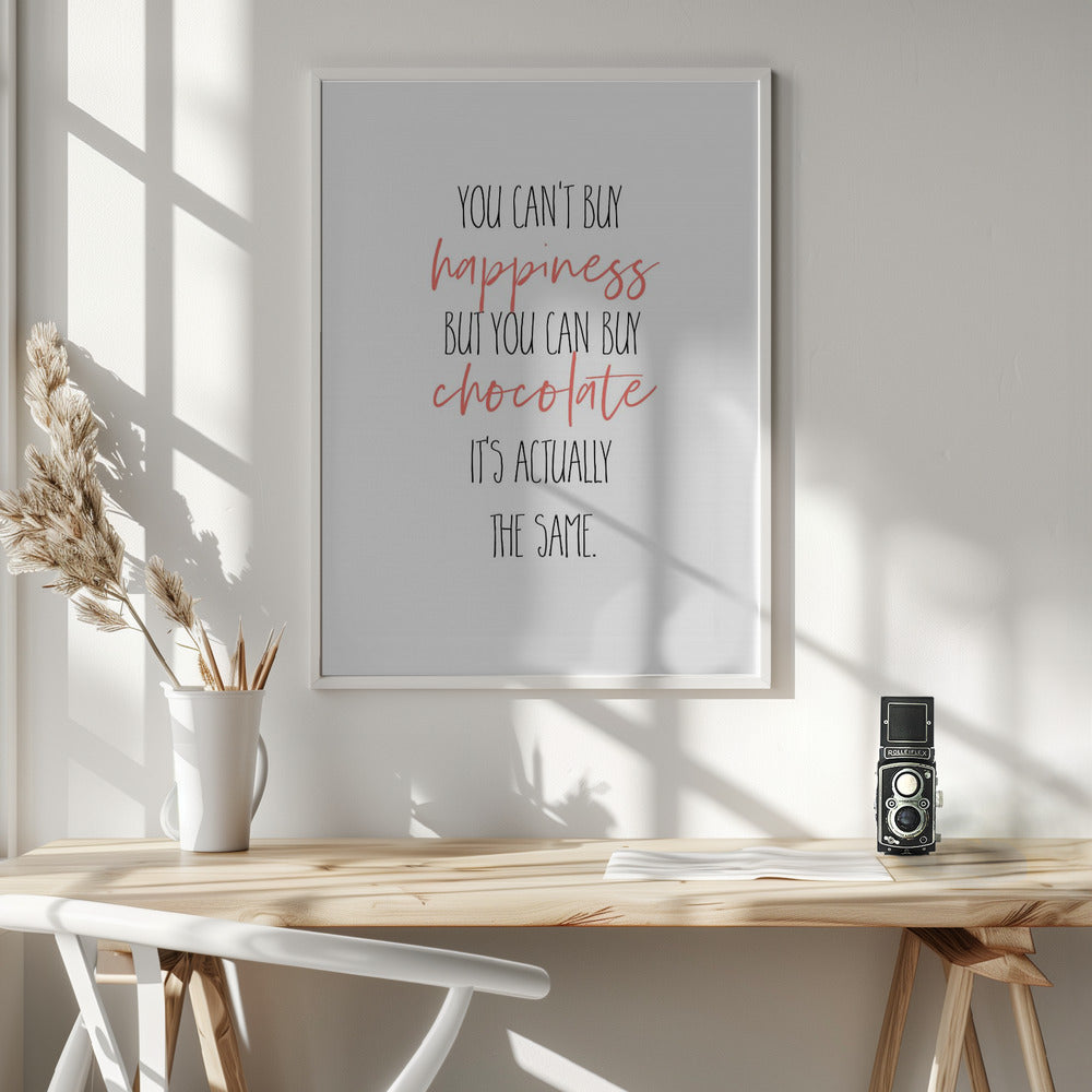canvas prints YOU CAN’T BUY HAPPINESS – BUT CHOCOLATE36X48inches- White Frame