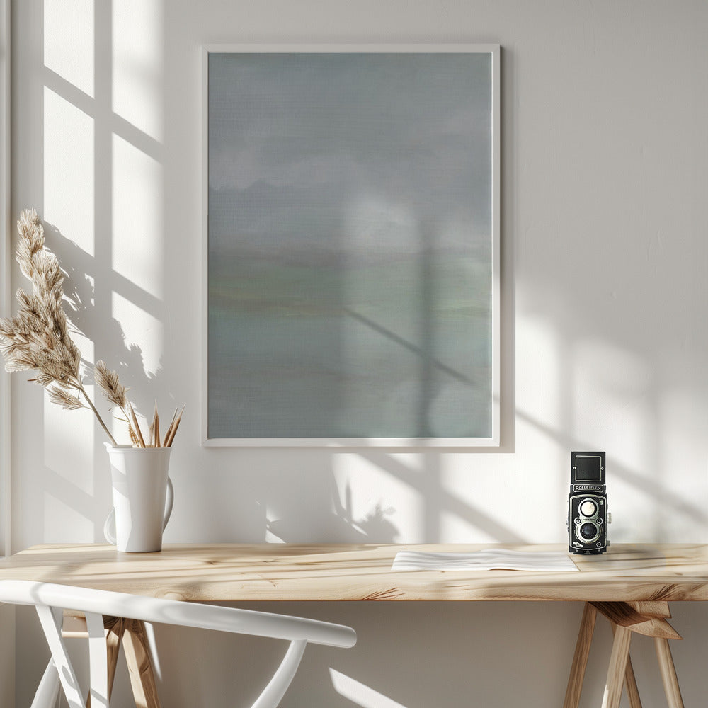 Artwork- Rough Seas Oil Panel  10-24X36inches-In White Floating Frame