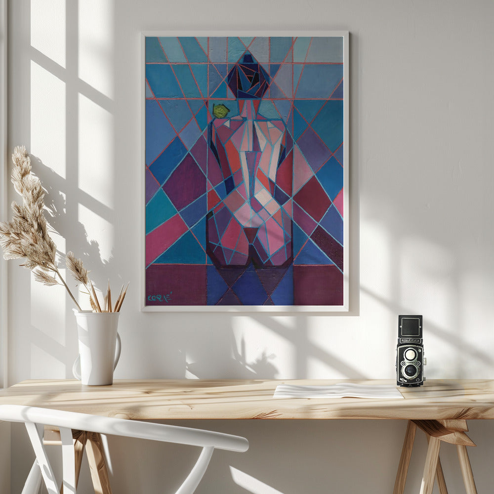 Cubist Woman (2010) Wall Artwork In White Floating Frame