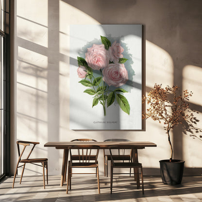  Pink Rose, Clothilde Soupert Lithograph Wall Artwork In White Floating Frame