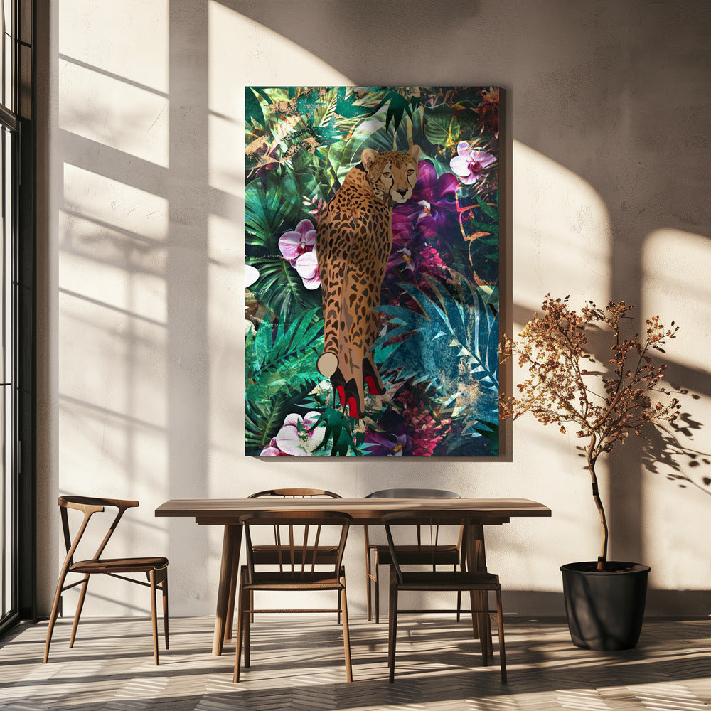 Wall art Tropical Floral Jungle - Cheetah in heels