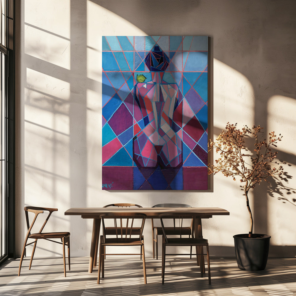  Cubist Woman (2010) Wall Artwork In White Floating Frame