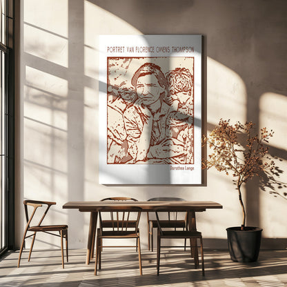canvas prints Line Art Minimalist – Portret Van Florence Owens Thompson – Dorothea Lange36X48inches- Black Frame