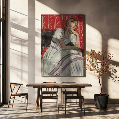Artwork  Jeune Femme Assise En Robe Grise -inches