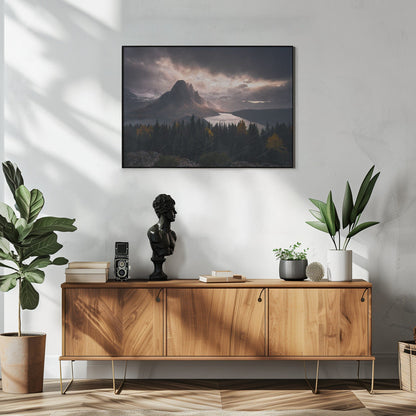 Wall art Assiniboine in Snow-48X36inches-In White Floating Frame