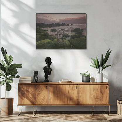 Wall art Free yourself!-48X36inches-In White Floating Frame