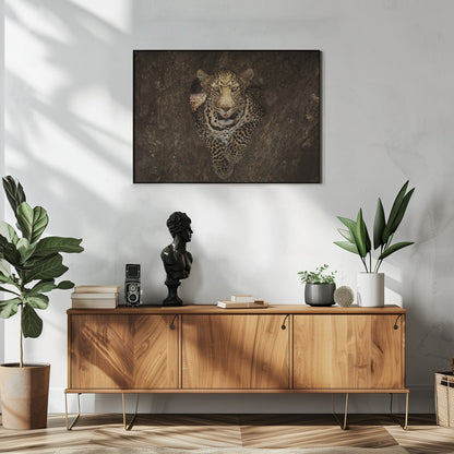 Artwork Leopard Resting on a Tree at Masai Mara48X36inches- White Frame