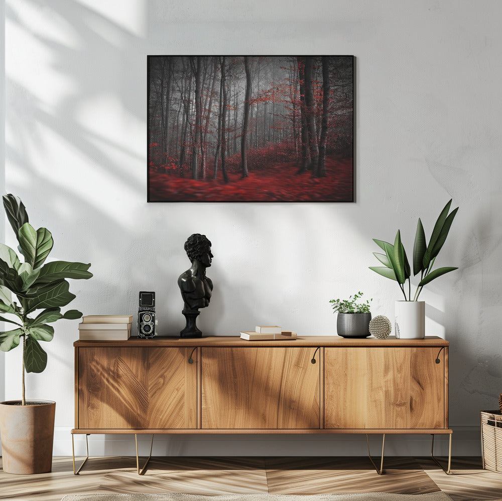 Artwork Bloody River48X36inches- White Frame
