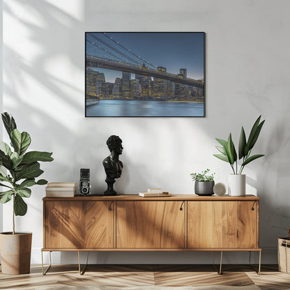 Artwork New York - Blue Hour over Manhattan48X36inches- White Frame