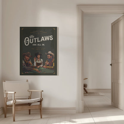  Outlaws Are All In Cool Cowboy Poker Art Wall Artwork 0