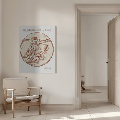 canvas prints Line Art Minimalist – La Sagrada Familia Con San Juanito – Luca Giordano16X20inches- White Frame