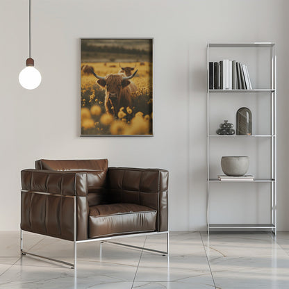  Highland Cows In Flower Field Wall Artwork 0