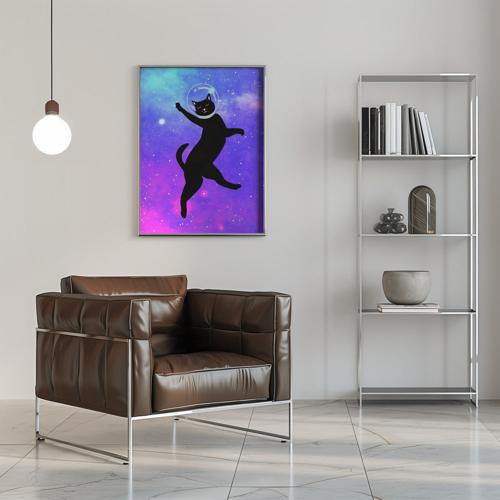 canvas prints Happy Space Cat16X20inches- Black Frame