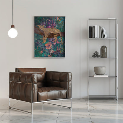 Artwork Leopard Jungle2 0816X20inches- Black Frame