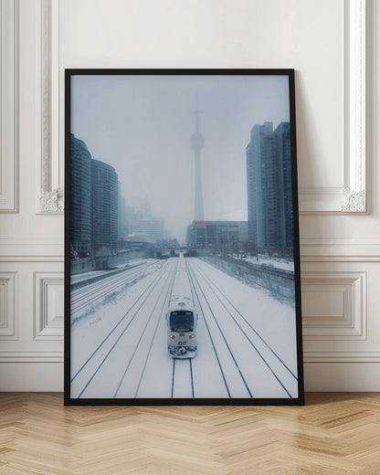  Train and Storm Wall Artwork In Black Floating Frame