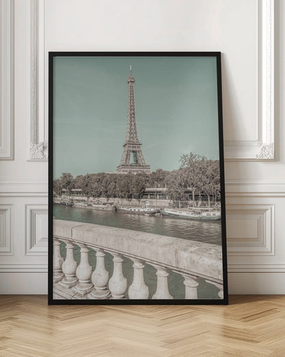 Wall art PARIS Eiffel Tower &amp; River Seine | urban vintage style