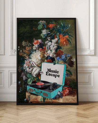 Music Escape-  Wall Artwork In Black Floating Frame