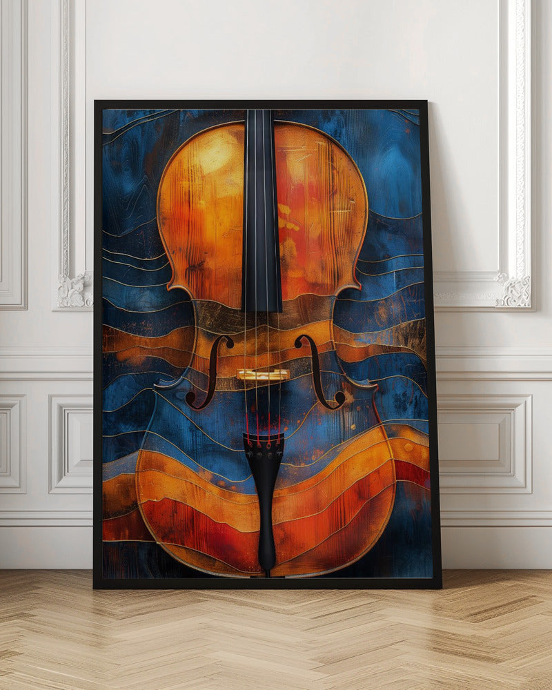 Music Violin 6- -Music Poster Wall Artwork In Black Floating Frame