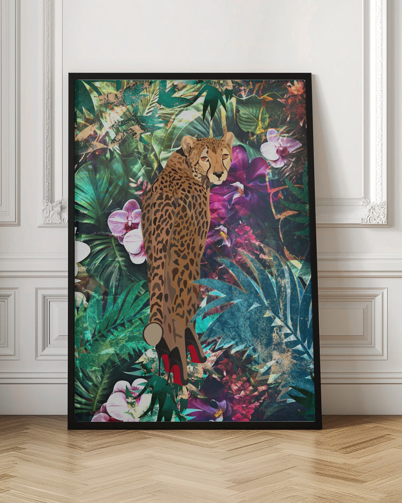 Wall art Tropical Floral Jungle - Cheetah in heels