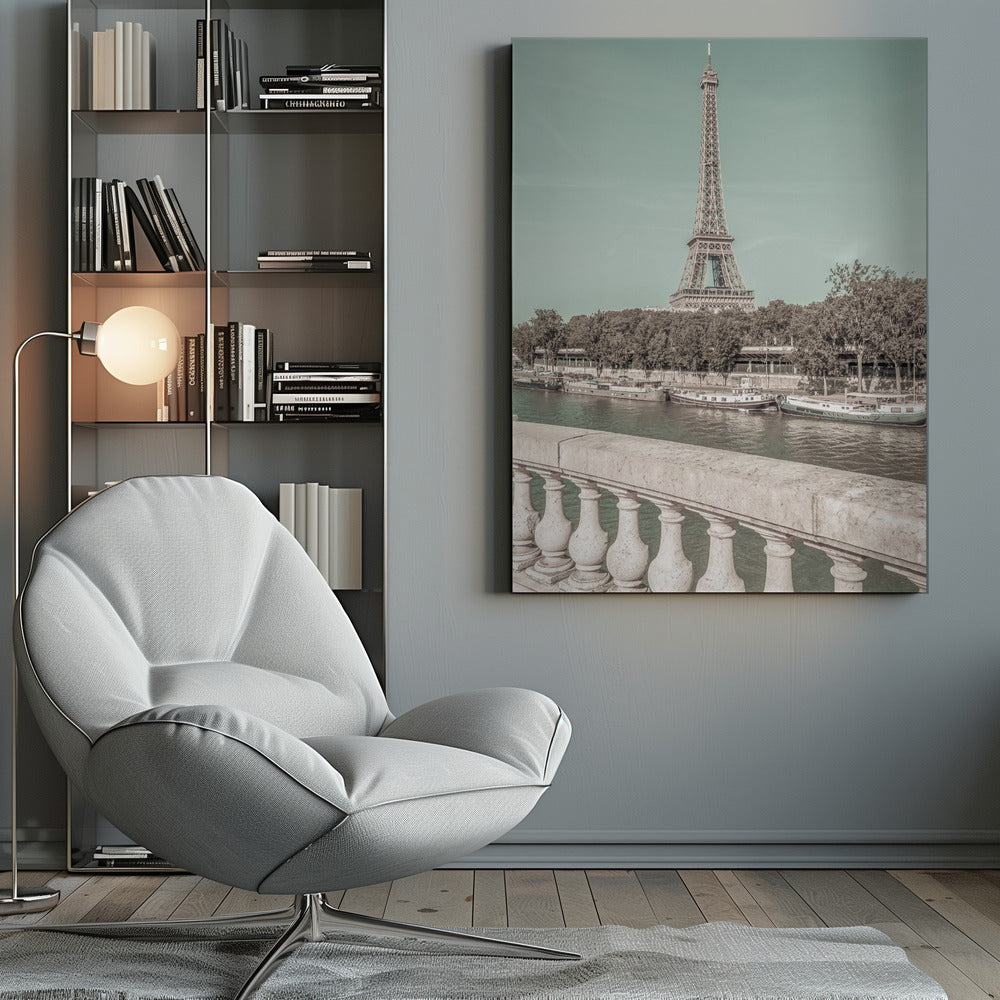 Wall art PARIS Eiffel Tower &amp; River Seine | urban vintage style