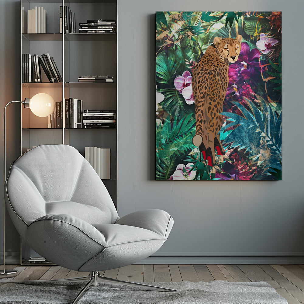 Wall art Tropical Floral Jungle - Cheetah in heels