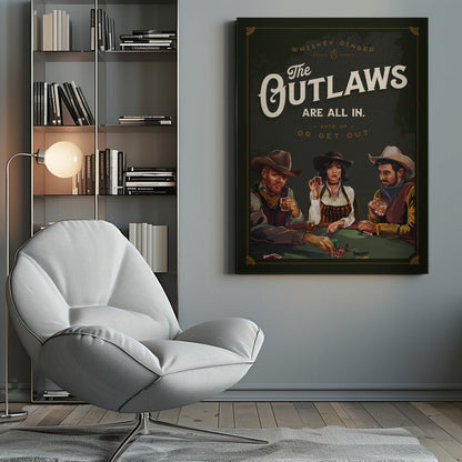  Outlaws Are All In Cool Cowboy Poker Art Wall Artwork 0