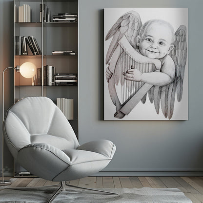 canvas prints Joyfully Playing A Harpinches- 
