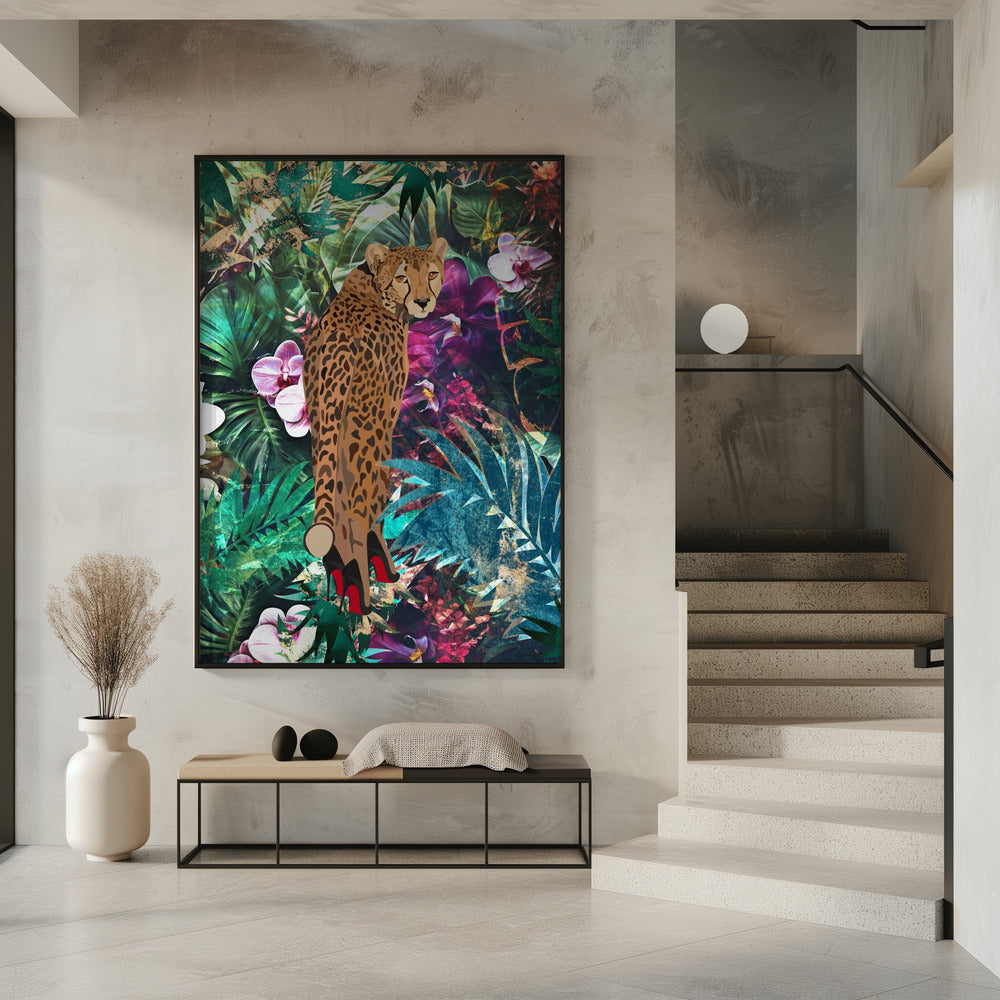 Wall art Tropical Floral Jungle - Cheetah in heels