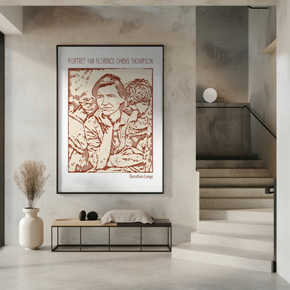 canvas prints Line Art Minimalist – Portret Van Florence Owens Thompson – Dorothea Lange16X20inches- Unframed