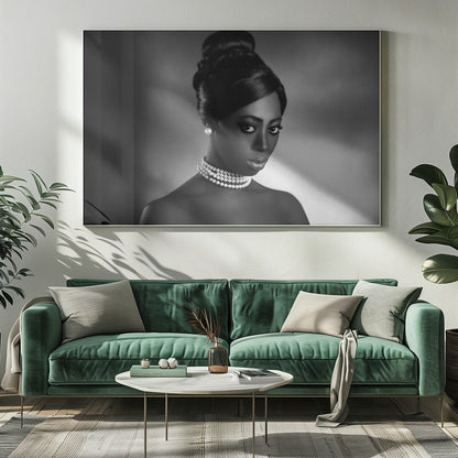 Artwork- The white pearls-48X36inches-In Black Floating Frame