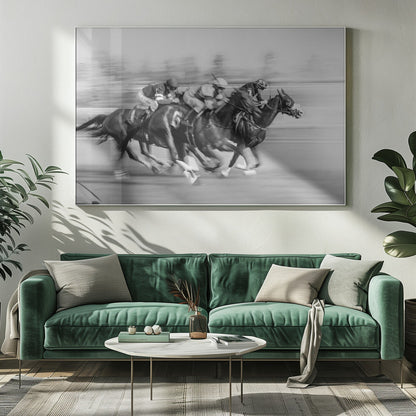 Artwork- Horse Racing @ Queen's Plate-48X36inches-In Black Floating Frame